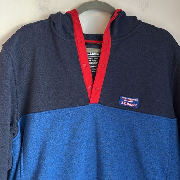 L.L.Bean Sweater Fleece Pullover hooded Men Colorblock jacket sweatshirt XL EUC - Picture 2 of 10